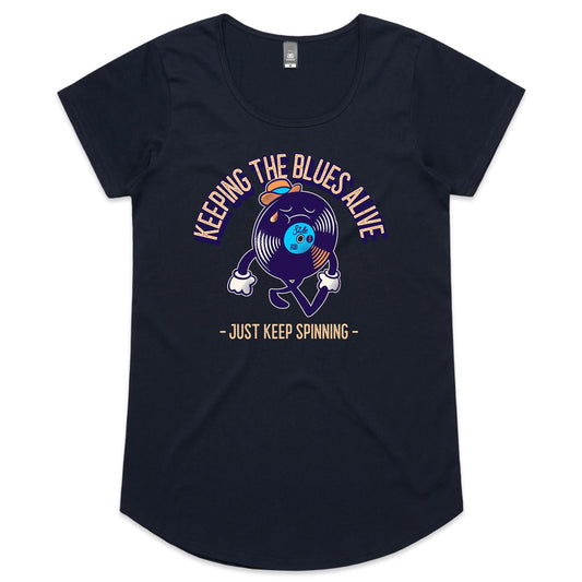 Keeping The Blues Alive - Womens Scoop Neck T-Shirt Navy Womens Scoop Neck T-shirt Music