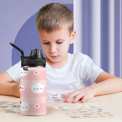 Pink Cats - Kids Water Bottle with Chug Lid (12 oz) Kids Water Bottle with Chug Lid