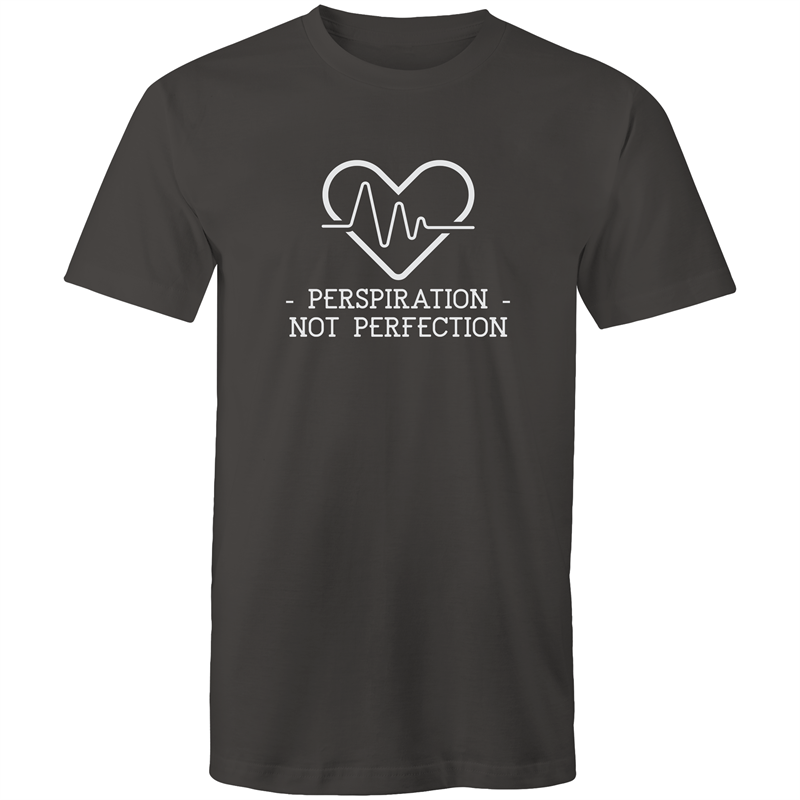 Perspiration Not Perfection - Short Sleeve T-shirt Charcoal Fitness T-shirt Fitness Mens Womens
