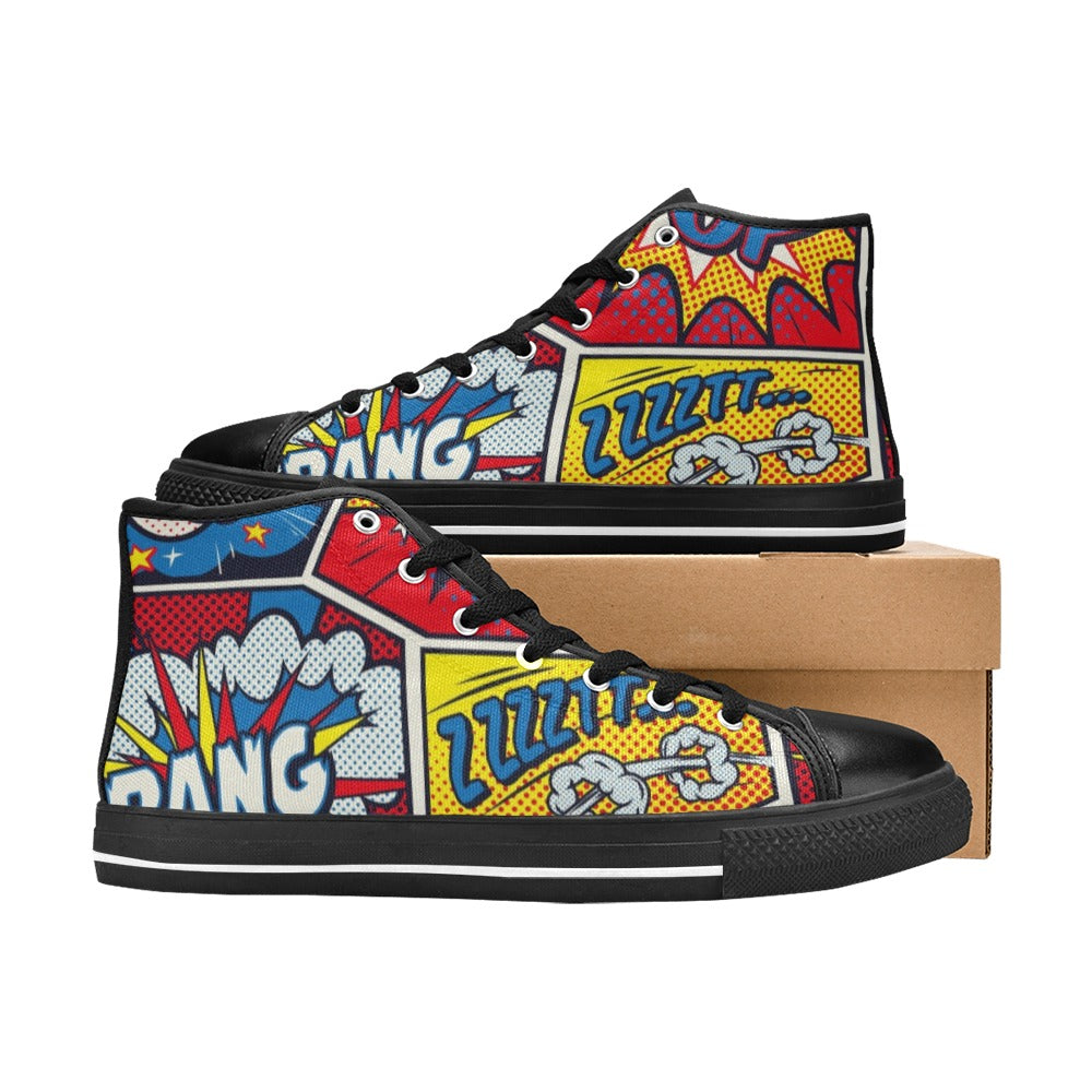 Comic Book - High Top Canvas Shoes for Kids Kids High Top Canvas Shoes