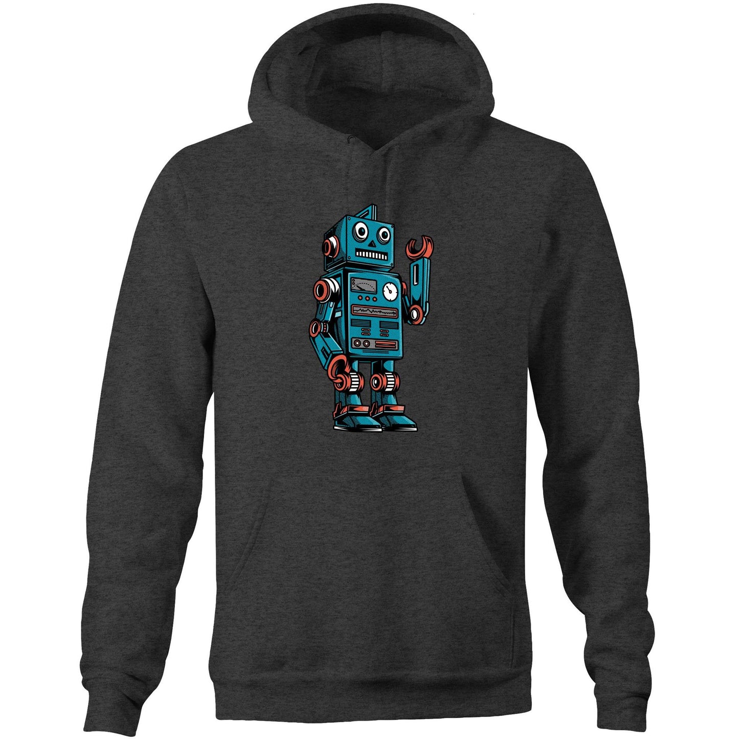 Robot - Pocket Hoodie Sweatshirt Asphalt Marle Hoodie Sci Fi