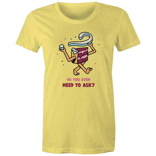 Cake, Do You Even Need To Ask - Womens T-shirt Yellow Womens T-shirt