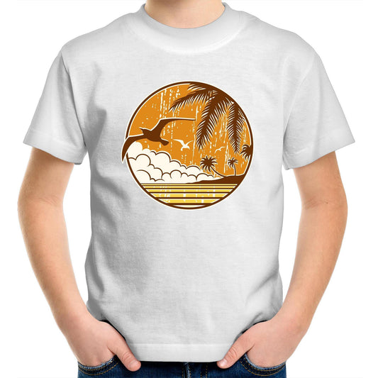 Tropical Days - Kids Youth Crew T-Shirt White Kids Youth T-shirt Retro Summer Surf