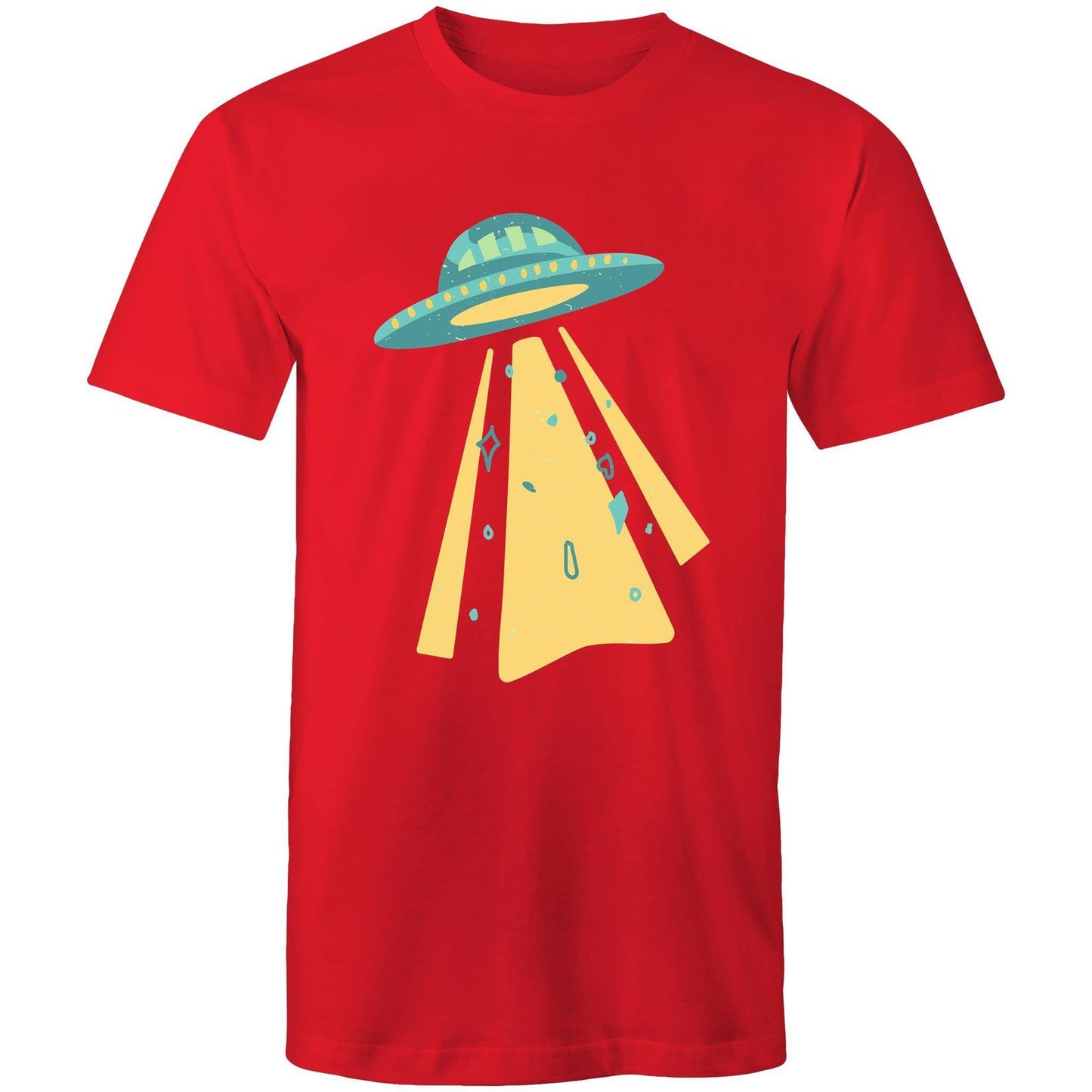 UFO - Mens T-Shirt Red Mens T-shirt Mens Retro Sci Fi Space