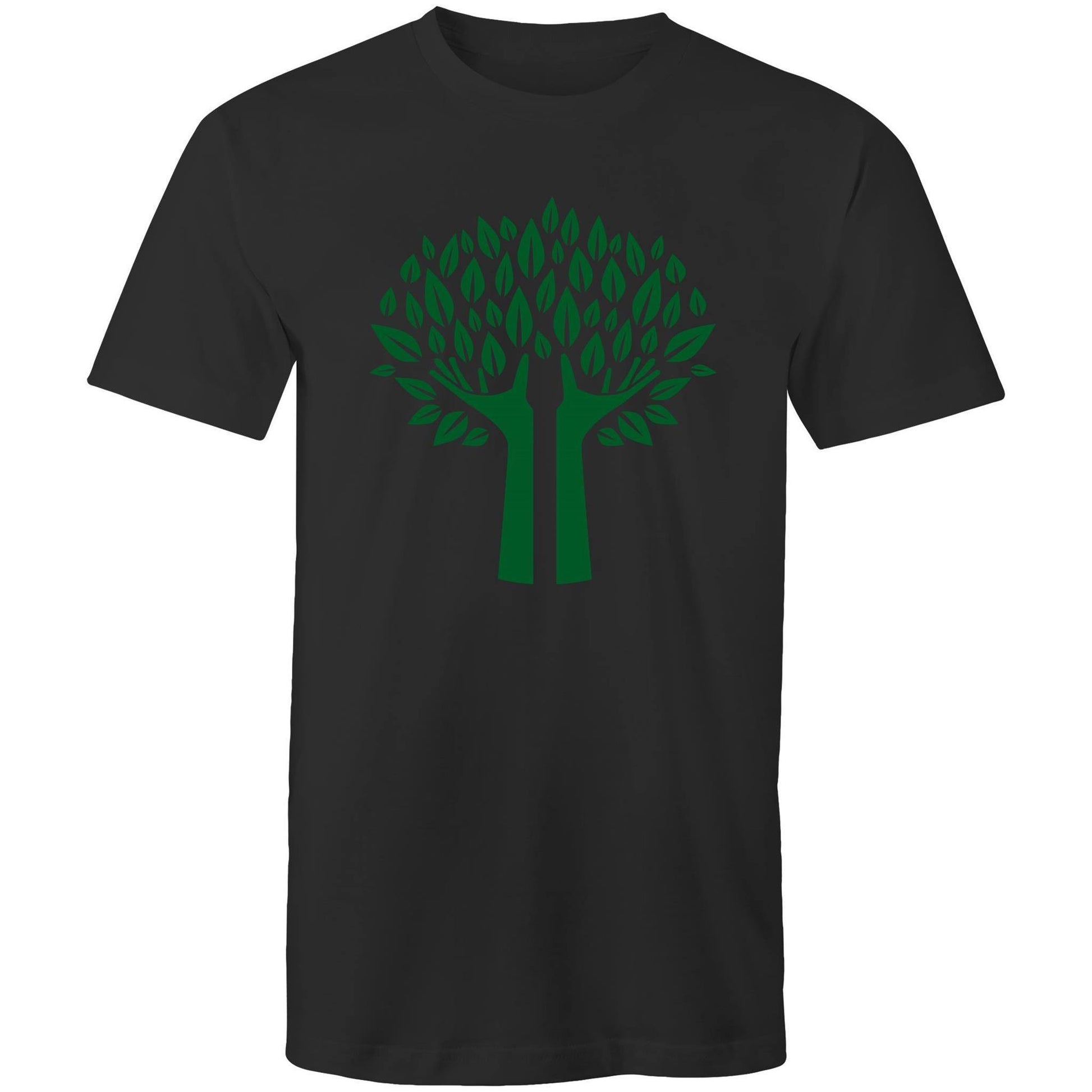 Green Tree - Mens T-Shirt Black Mens T-shirt Environment Mens Plants