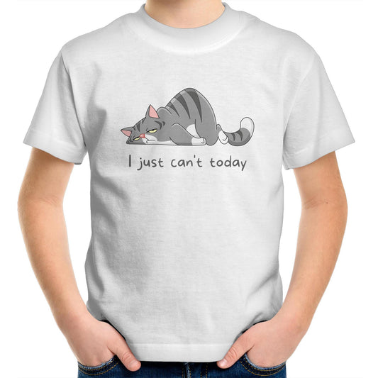 Cat, I Just Can't Today - Kids Youth Crew T-Shirt White Kids Youth T-shirt animal