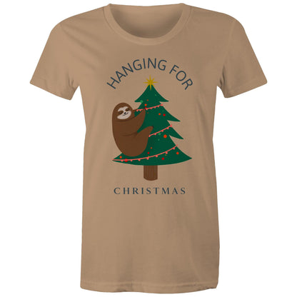 Hanging For Christmas - Womens T-shirt Tan Christmas Womens T-shirt Merry Christmas
