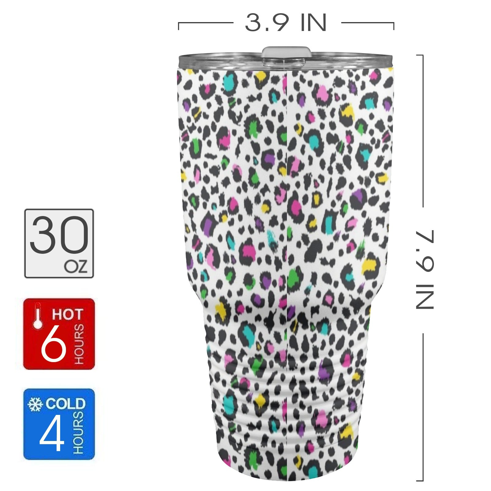 Animal Print In Colour - 30oz Insulated Stainless Steel Mobile Tumbler 30oz Insulated Stainless Steel Mobile Tumbler animal