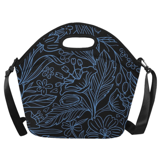 Blue Floral - Neoprene Lunch Bag/Large Neoprene Lunch Bag/Large Plants