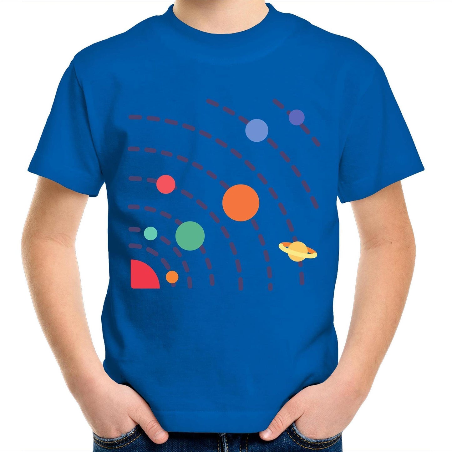 Solar System - Kids Youth Crew T-Shirt Bright Royal Kids Youth T-shirt Science Space