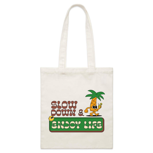Slow Down & Enjoy Life - Parcel Canvas Tote Bag Default Title Parcel Tote Bag Motivation Summer