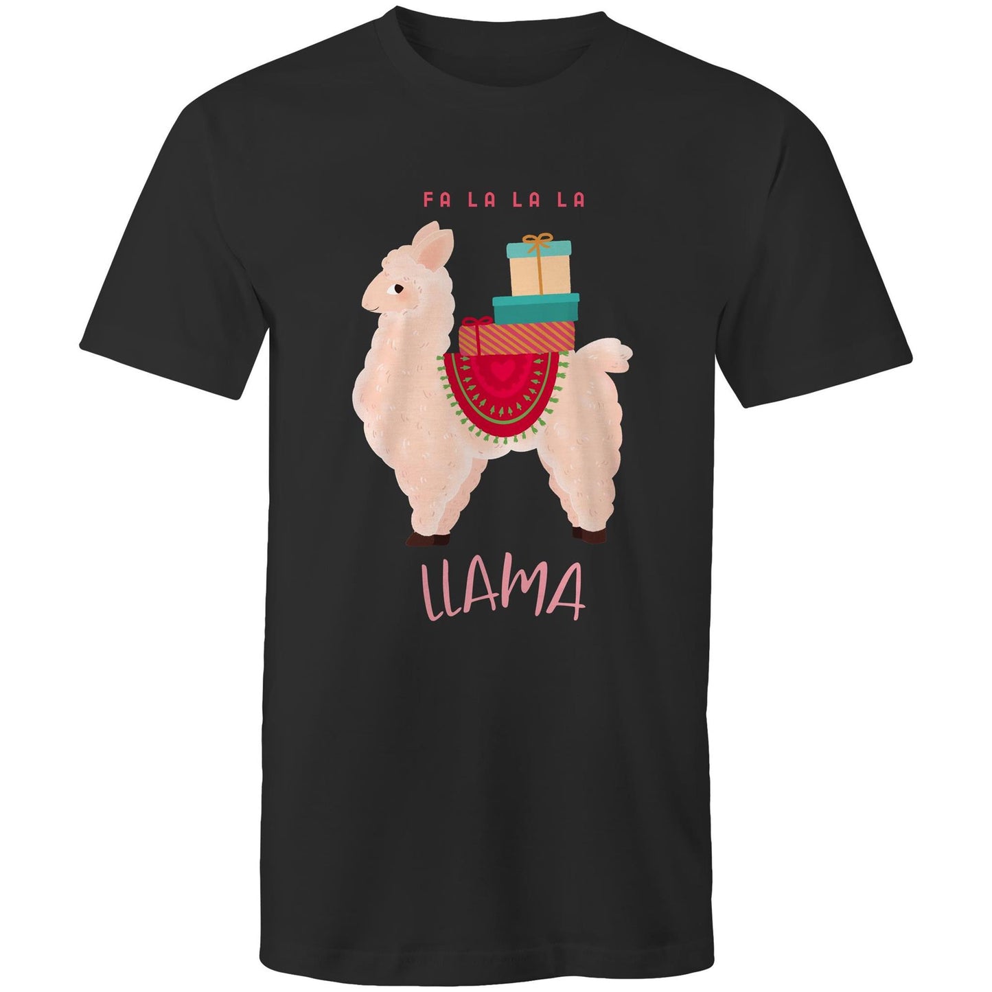 Llama Christmas - Mens T-Shirt Black Christmas Mens T-shirt Merry Christmas