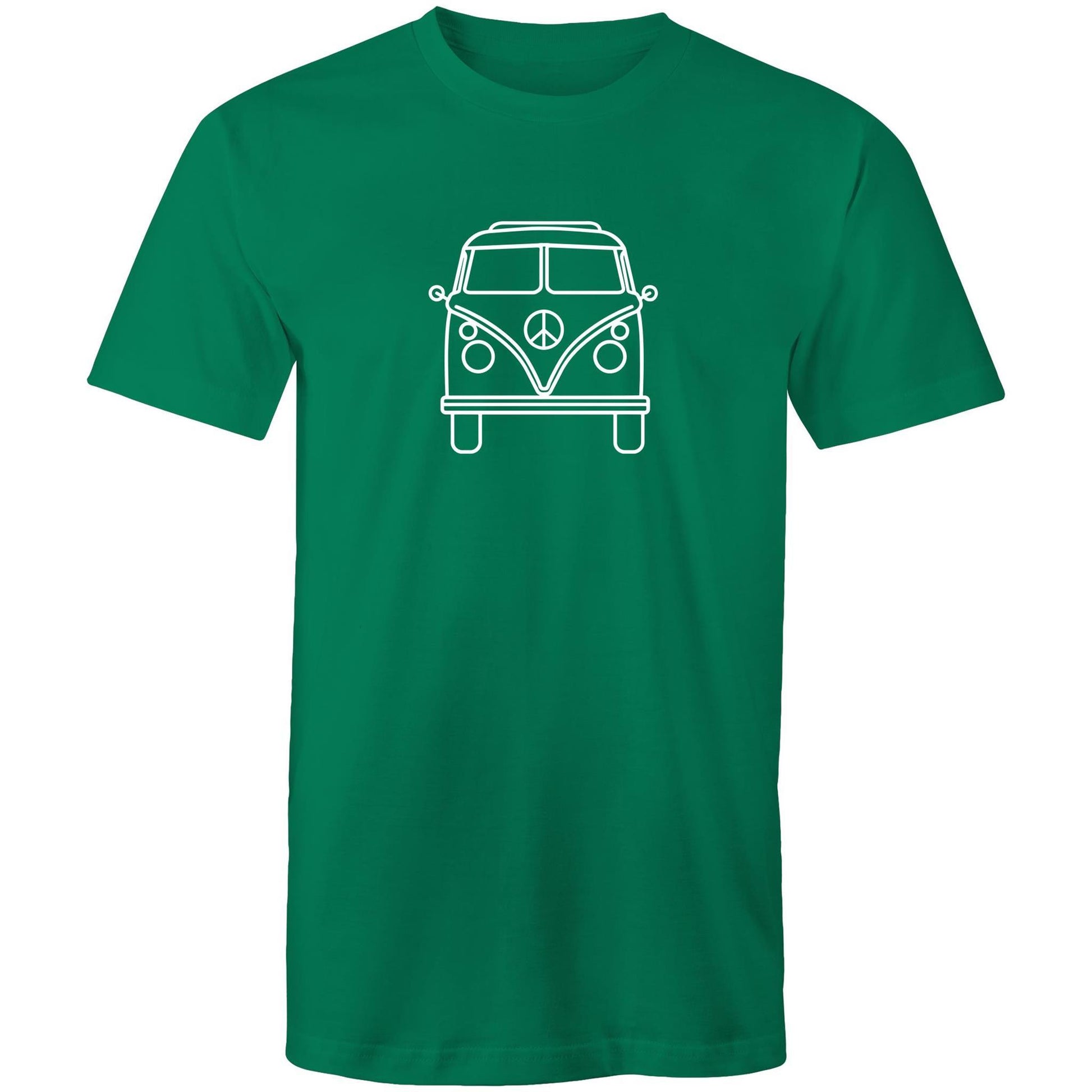 Beach Van - Mens T-Shirt Kelly Green Mens T-shirt Mens Retro Summer Surf