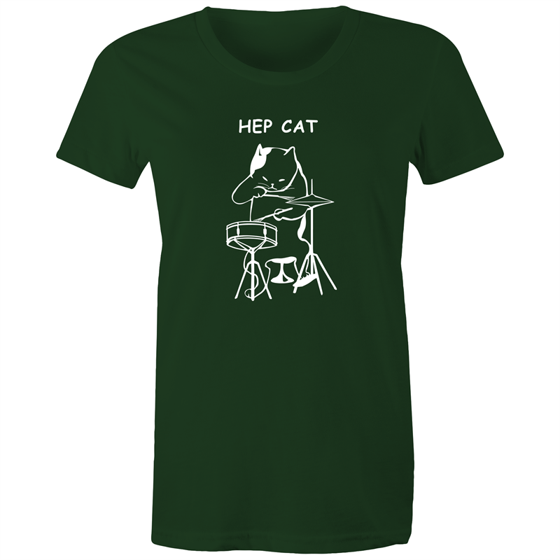 Hep Cat - Women's T-shirt Forest Green Womens T-shirt Music Womens