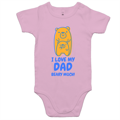 I Love My Dad Beary Much - Baby Bodysuit Pink Baby Bodysuit animal Dad Funny kids