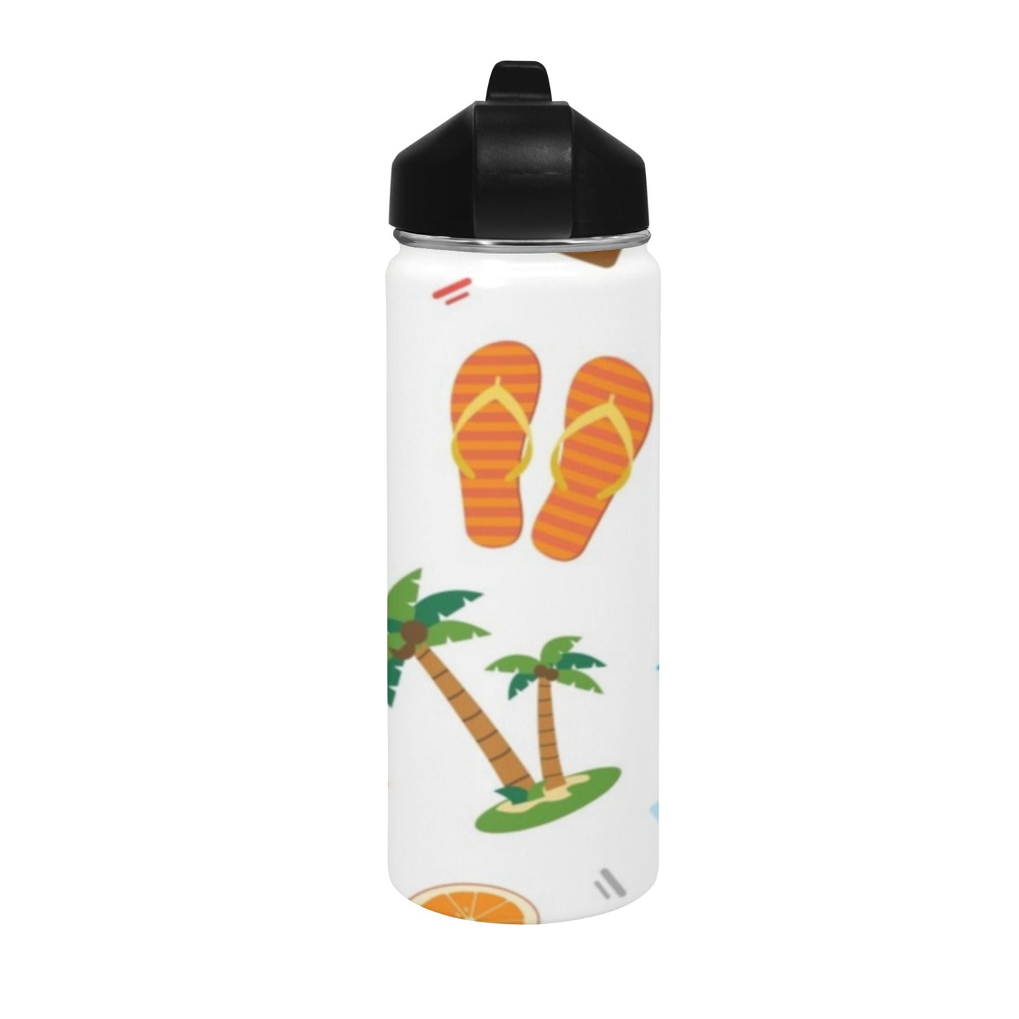 Beach Time Insulated Water Bottle with Straw Lid (18 oz) Insulated Water Bottle with Straw Lid
