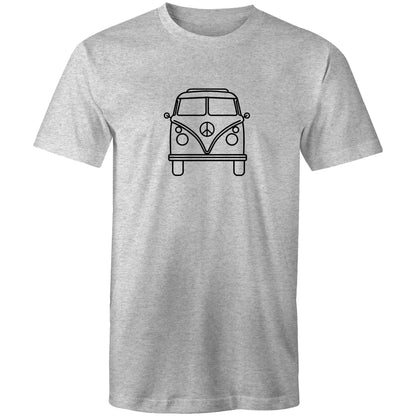 Beach Van - Mens T-Shirt Grey Marle Mens T-shirt Mens Retro Summer Surf