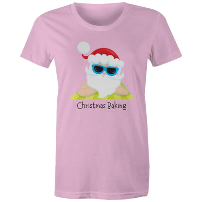 Christmas Baking - Womens T-shirt Pink Christmas Womens T-shirt Merry Christmas