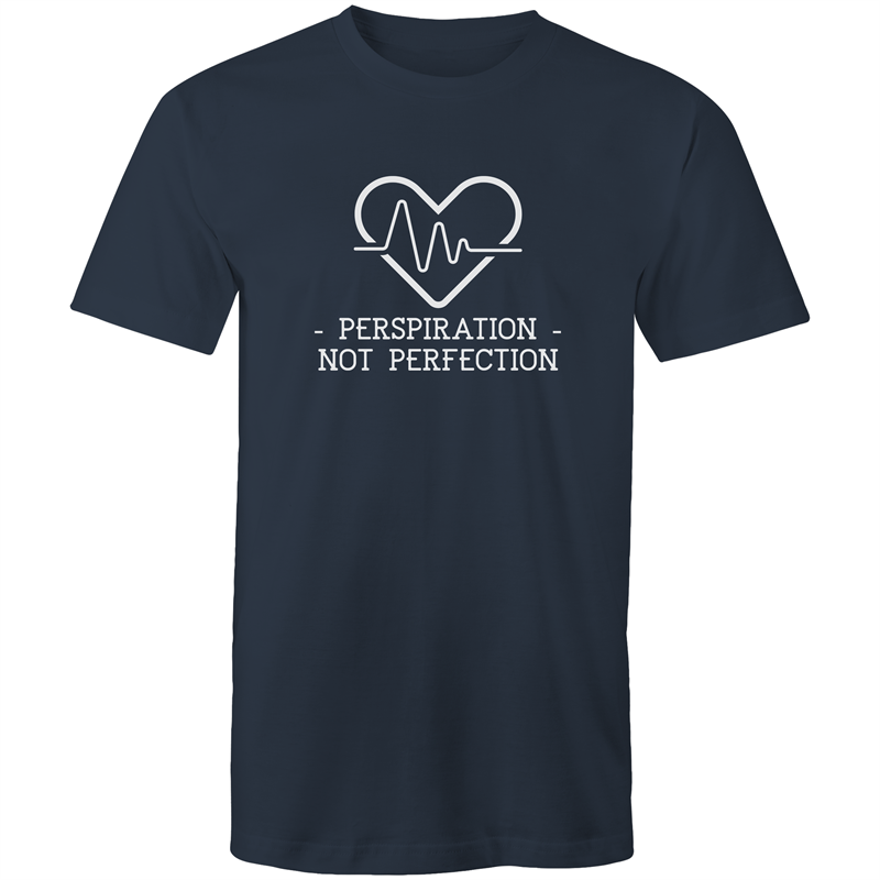Perspiration Not Perfection - Short Sleeve T-shirt Navy Fitness T-shirt Fitness Mens Womens
