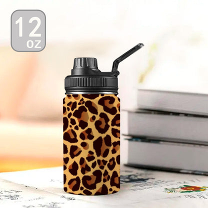 Leopard Print - Kids Water Bottle with Chug Lid (12 oz) Kids Water Bottle with Chug Lid
