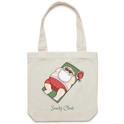 Sandy Claus - Canvas Tote Bag Cream One Size Christmas Tote Bag Merry Christmas