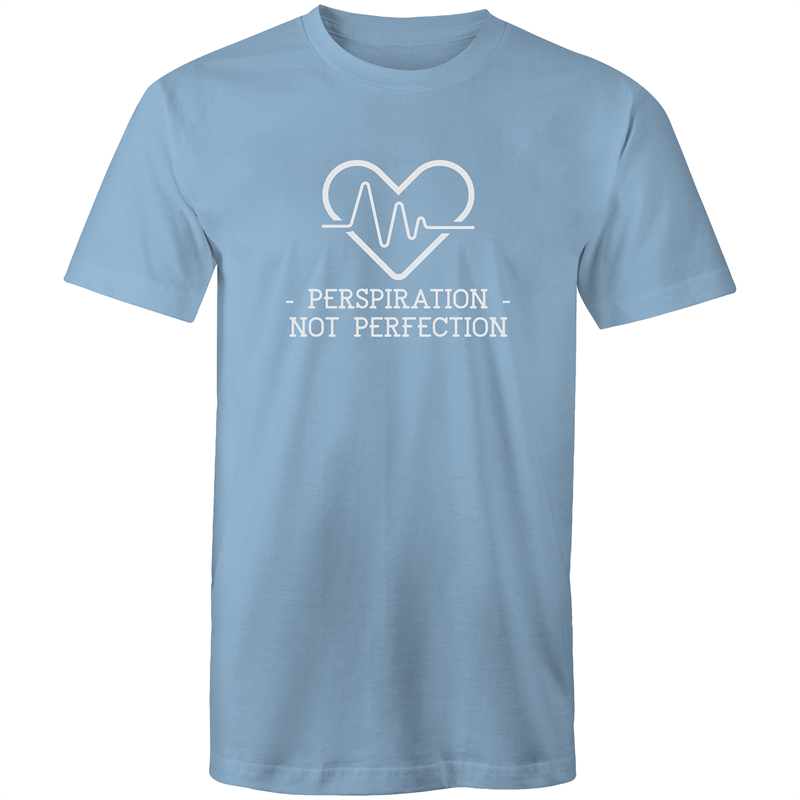 Perspiration Not Perfection - Short Sleeve T-shirt Carolina Blue Fitness T-shirt Fitness Mens Womens