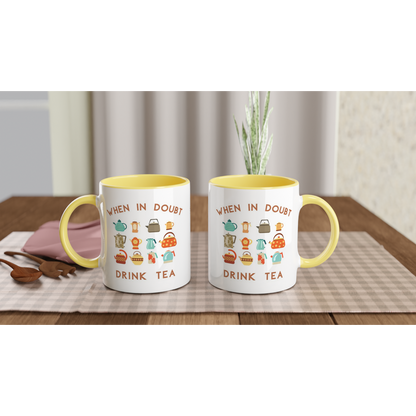 Drink Tea - White 11oz Ceramic Mug with Colour Inside Colour 11oz Mug Tea