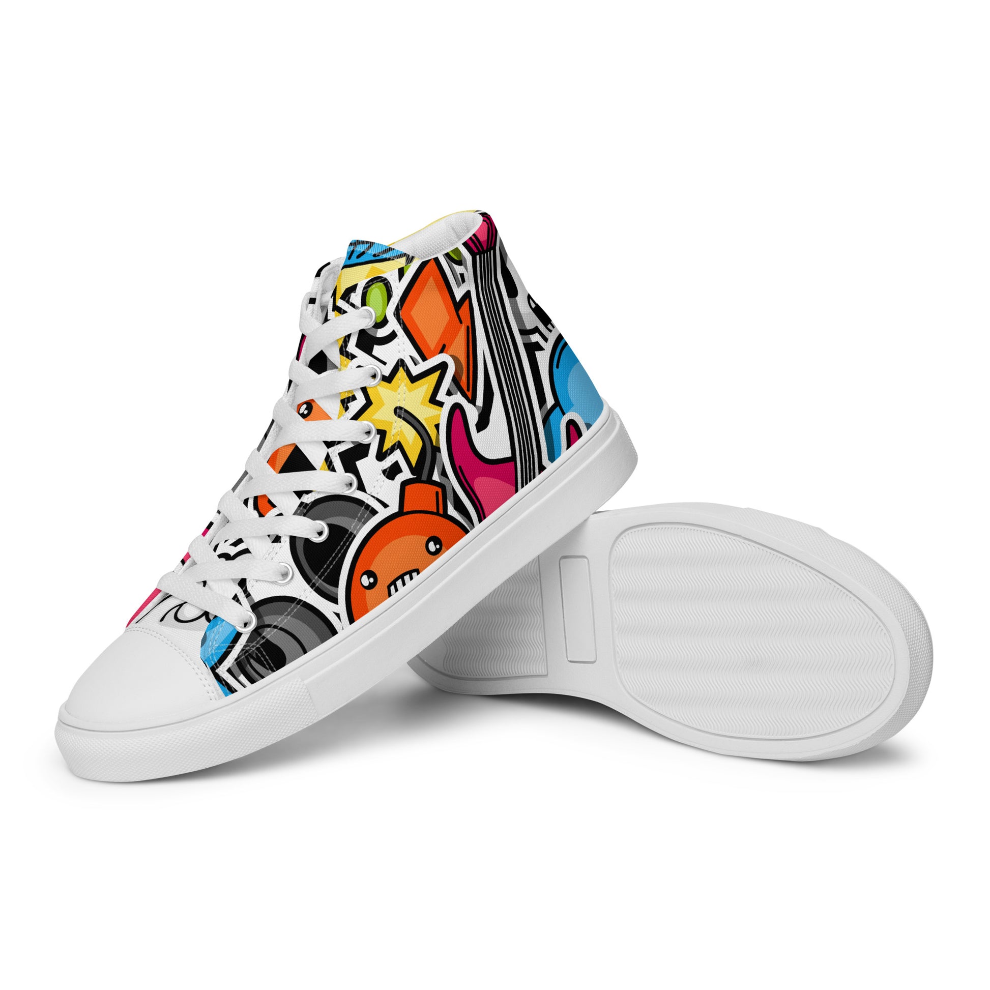 Sticker Music - Women’s high top canvas shoes Womens High Top Shoes Outside Australia