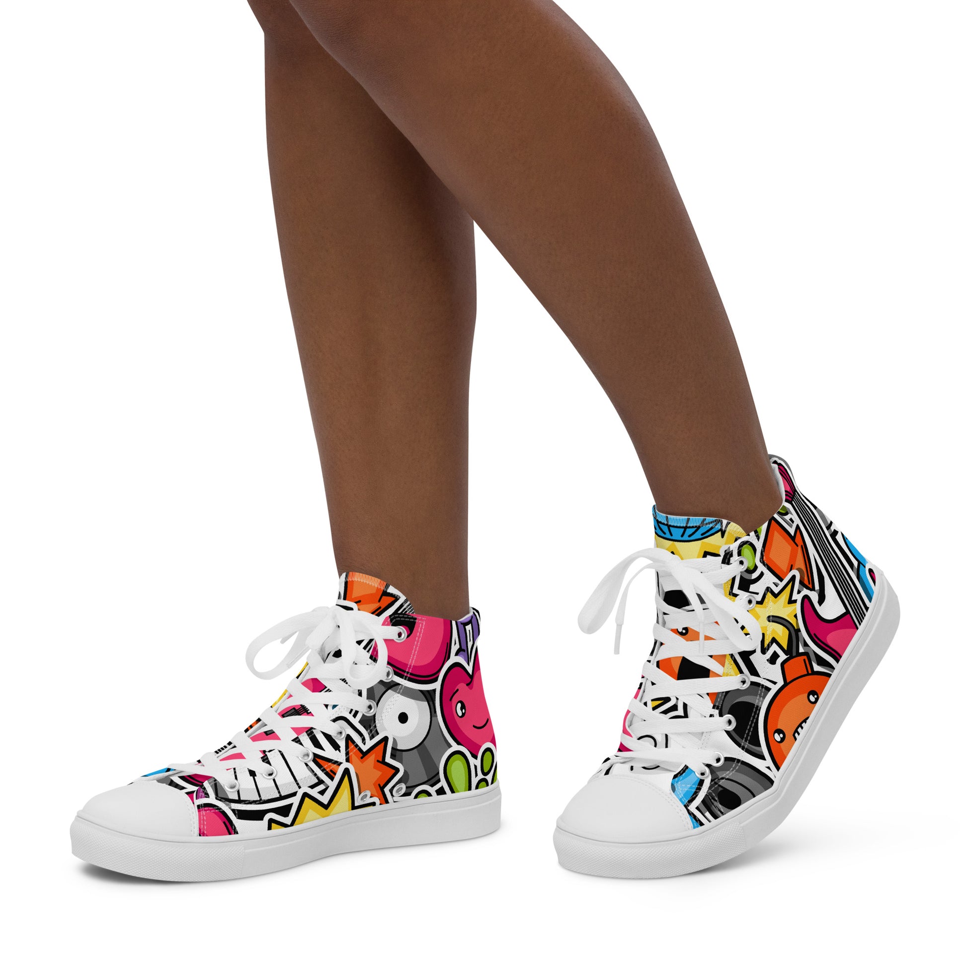 Sticker Music - Women’s high top canvas shoes Womens High Top Shoes Outside Australia