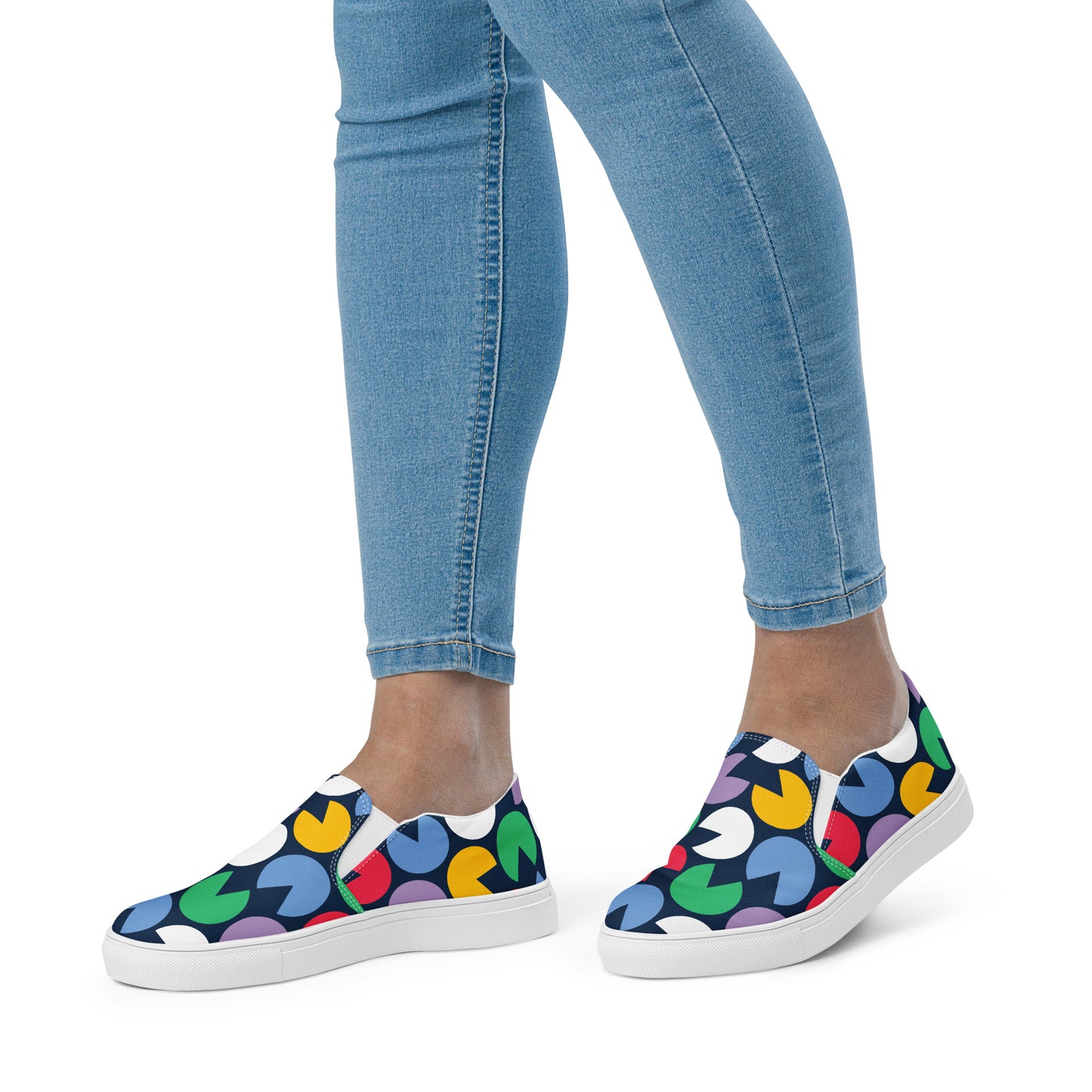 Hungry Circles - Women’s slip-on canvas shoes Womens Slip On Shoes