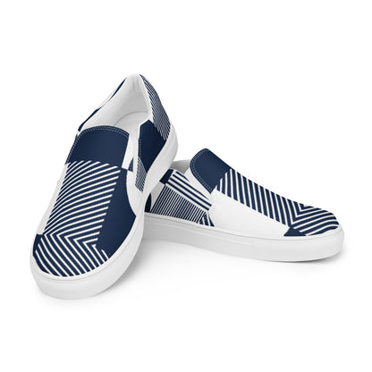 Blue Geometric - Women’s slip-on canvas shoes Womens Slip On Shoes