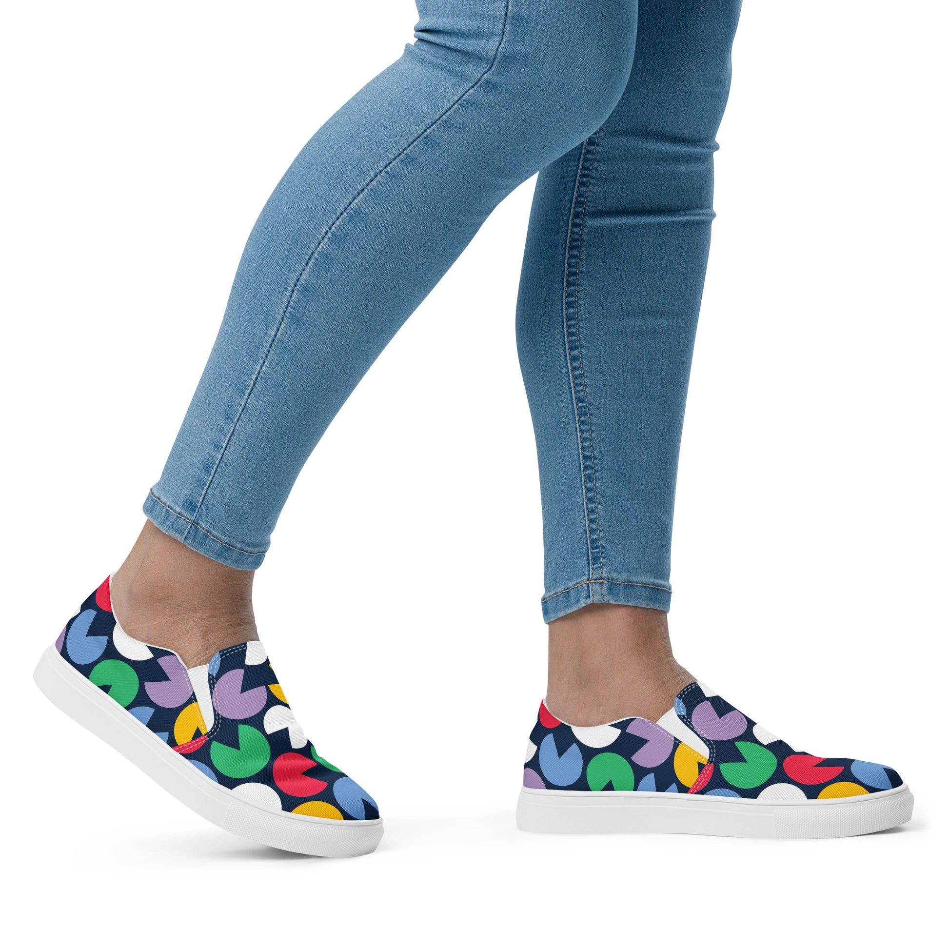Hungry Circles - Women’s slip-on canvas shoes Womens Slip On Shoes