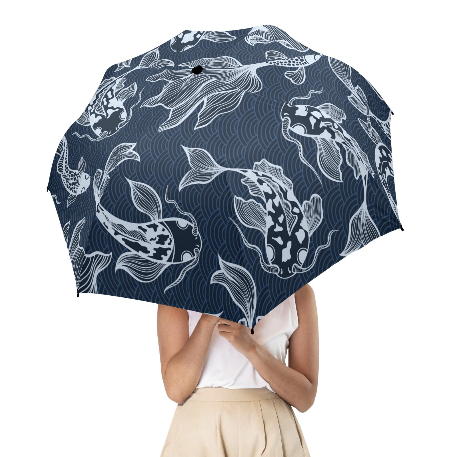 Blue Fish - Semi-Automatic Foldable Umbrella Semi-Automatic Foldable Umbrella