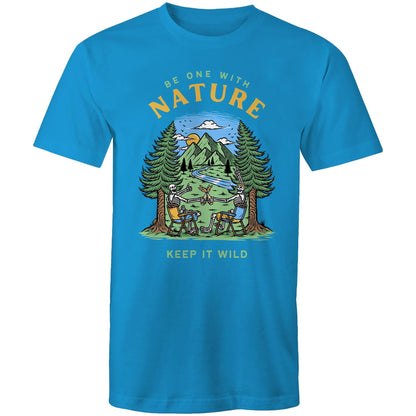 Be One With Nature, Skeleton - Mens T-Shirt Arctic Blue Mens T-shirt Environment Summer