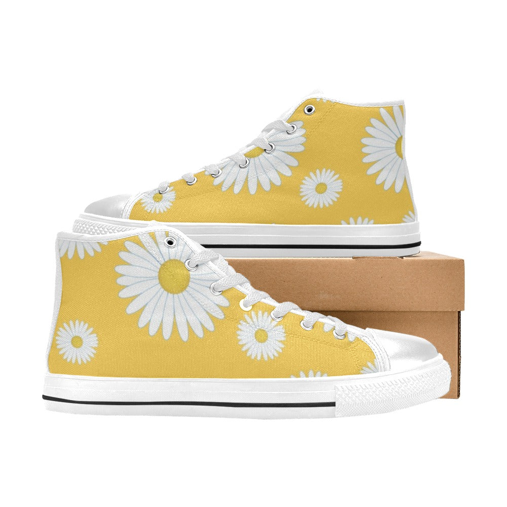 Daisy On Yellow - Women's High Top Canvas Shoes