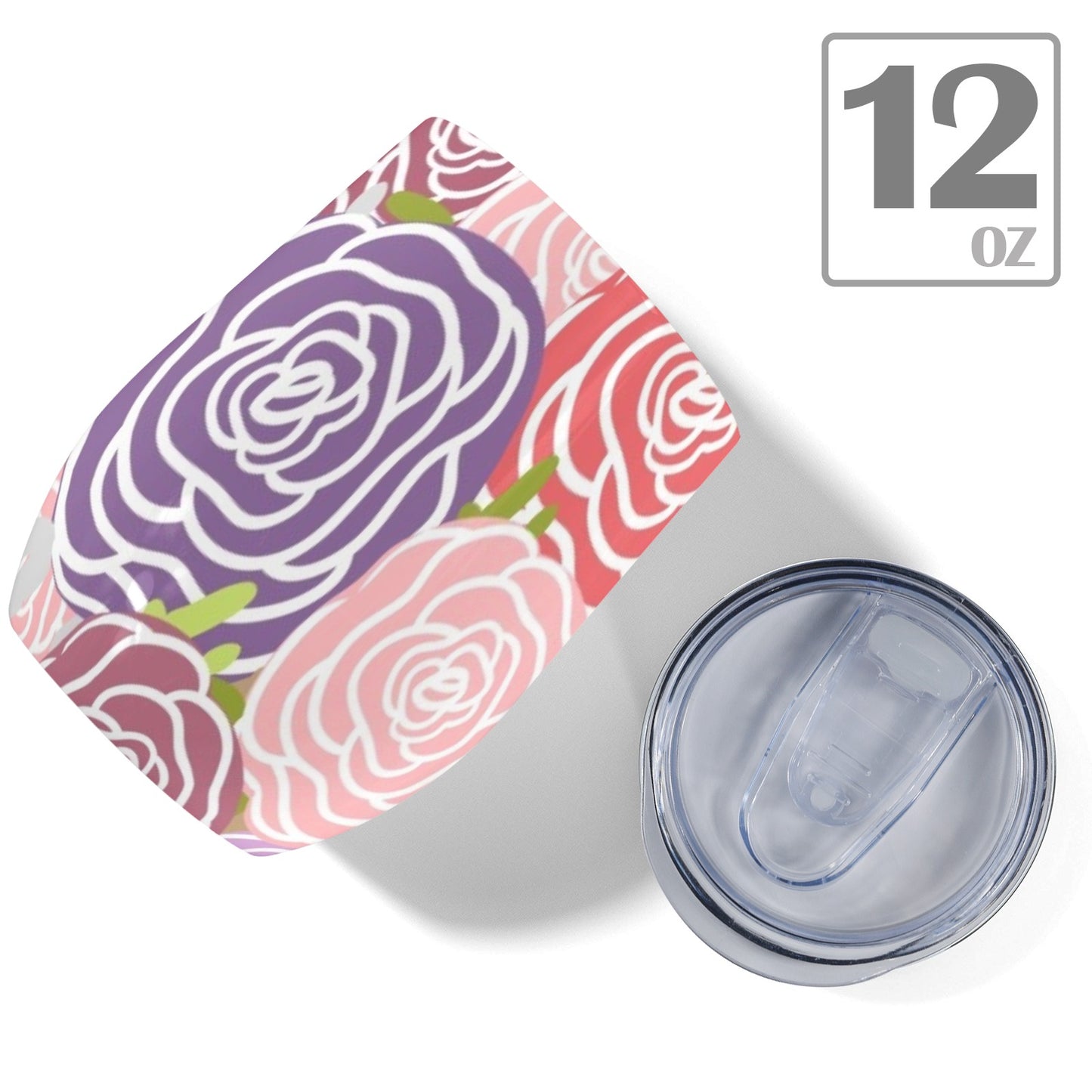 Abstract Roses - 12oz Wine Tumbler 12oz Wine Tumbler Plants Printed Offshore