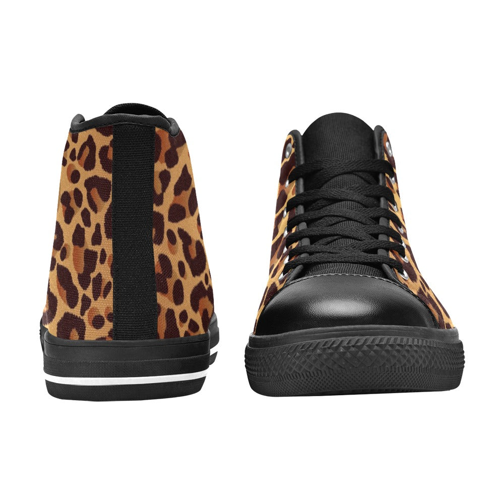 Leopard Print - Men's High Top Canvas Shoes