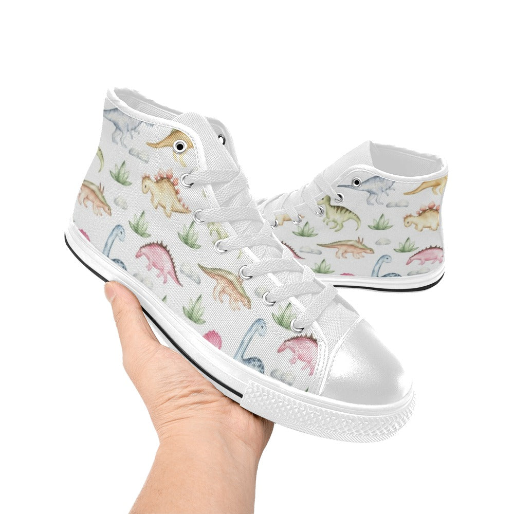 Dinosaur Garden - Kids' High Top Canvas Shoes