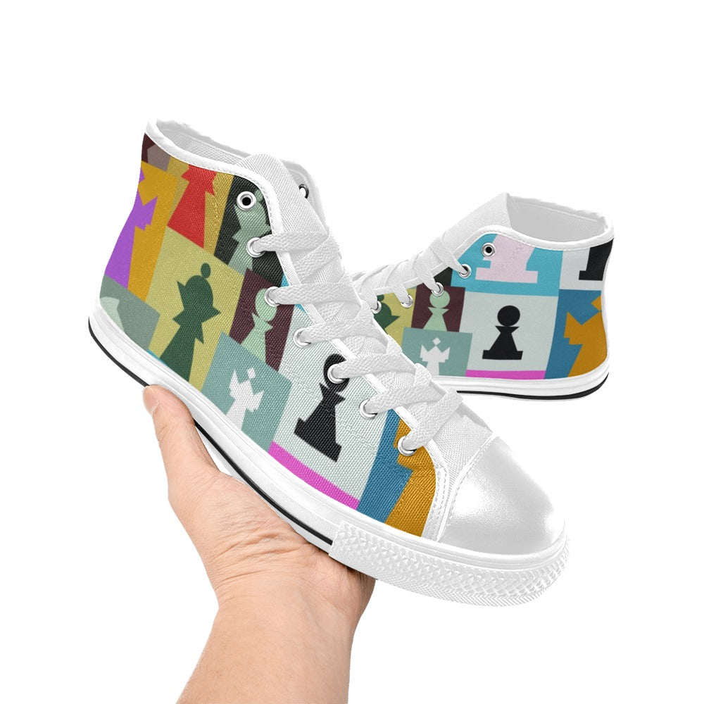 Colourful Chess - Men's High Top Canvas Shoes