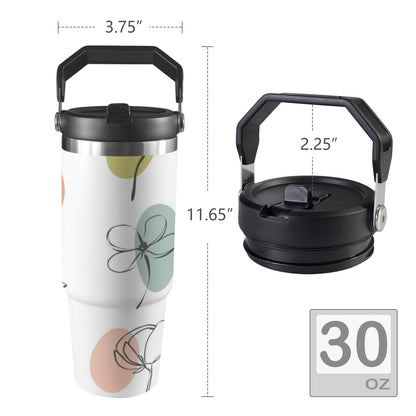 Flower Lines - 30oz Tumbler with Top Handle