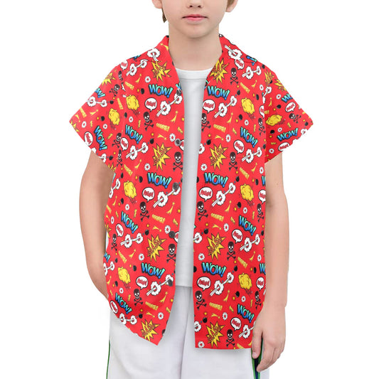 Comic Book Red - Senior Boys Hawaiian Shirt