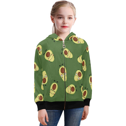 Avocado Characters - Senior Girls Zip Up Hoodie