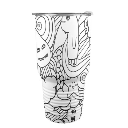 Black And White Creatures - 30oz Insulated Stainless Steel Mobile Tumbler