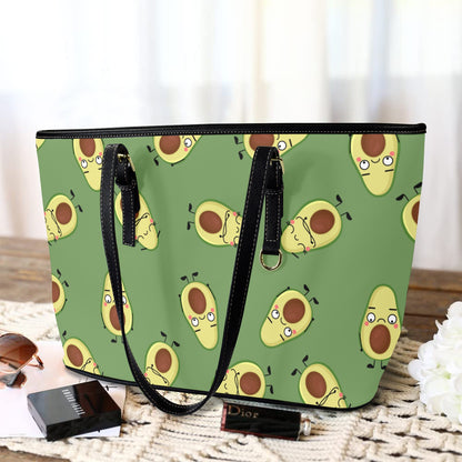 Avocado Characters - Leather Tote Bag-Large