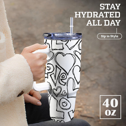 Love - 40oz Tumbler with White Handle