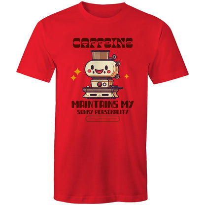 Caffeine Maintains My Sunny Personality - Mens T-Shirt Red Mens T-shirt Coffee