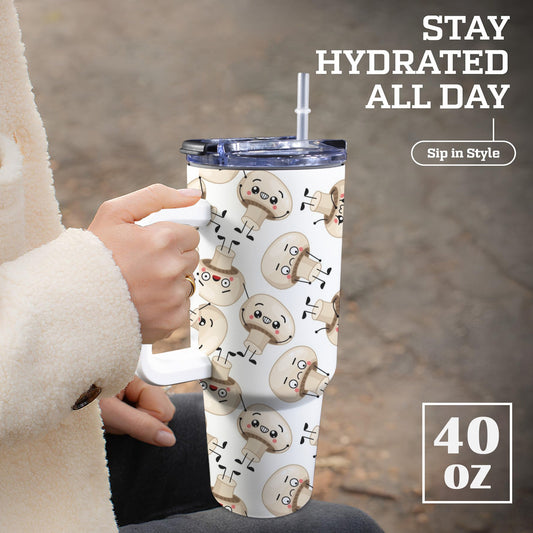 Cute Mushrooms - 40oz Tumbler with White Handle