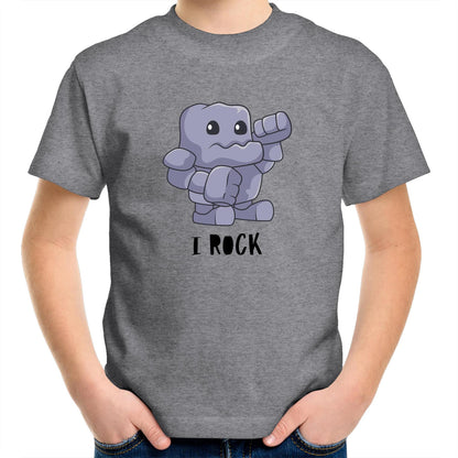 I Rock - Kids Youth T-Shirt Grey Marle Kids Youth T-shirt Music