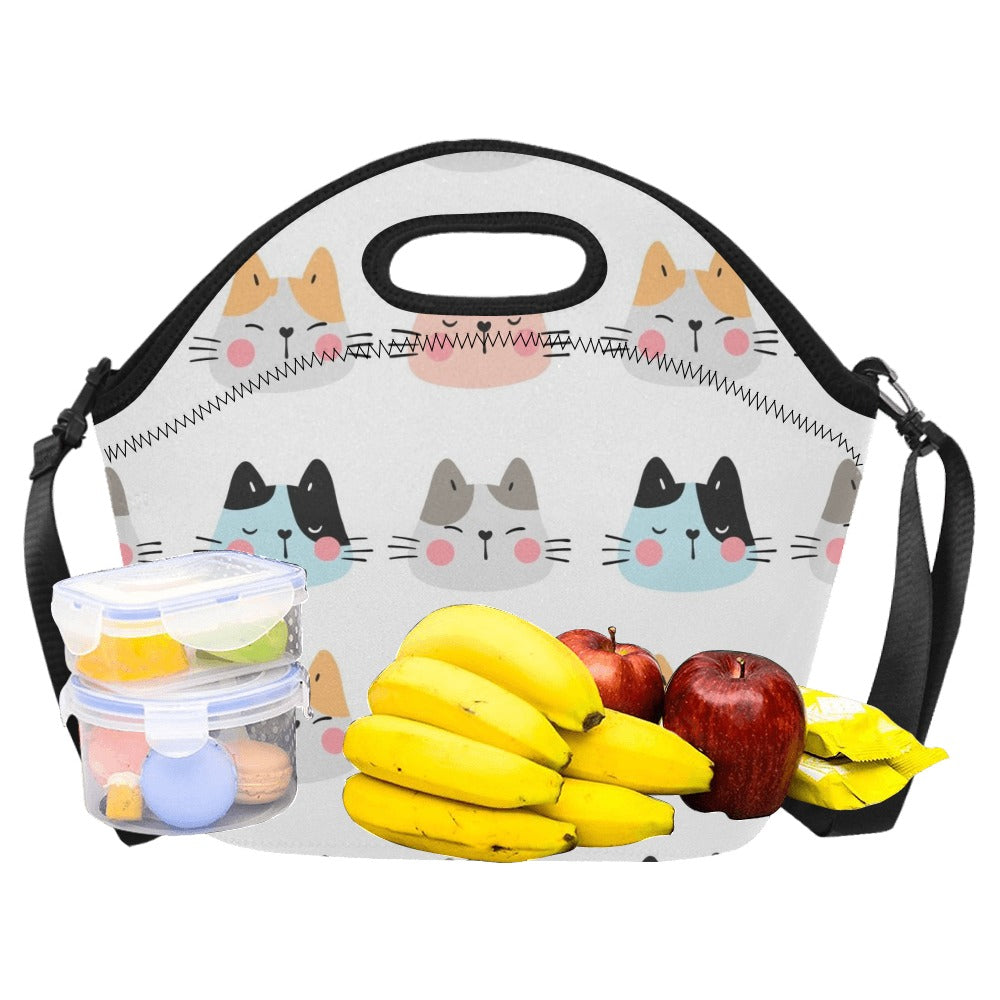 Cat Faces - Neoprene Lunch Bag/Large