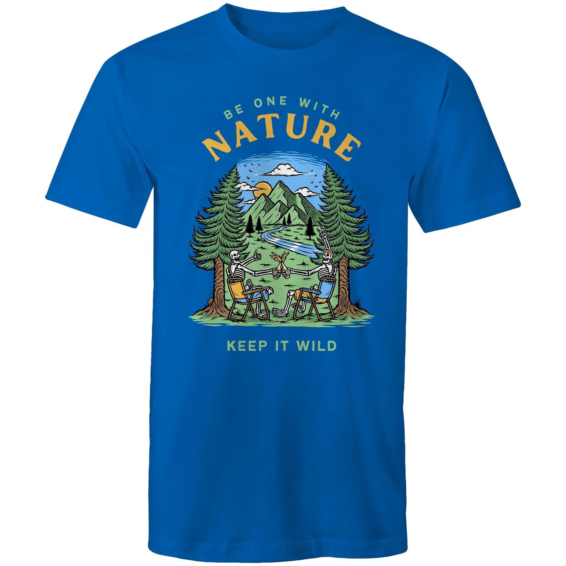 Be One With Nature, Skeleton - Mens T-Shirt Bright Royal Mens T-shirt Environment Summer